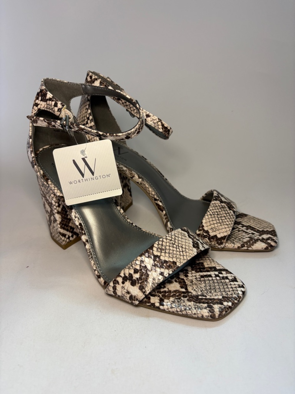 Worthington Becklyn Women's Snake Print Block Heel Sandals Size 7.5